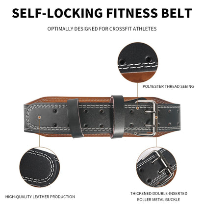 GymBros 10.5cm Leather Weight Lifting Belt with double-pin buckle for back and core support.